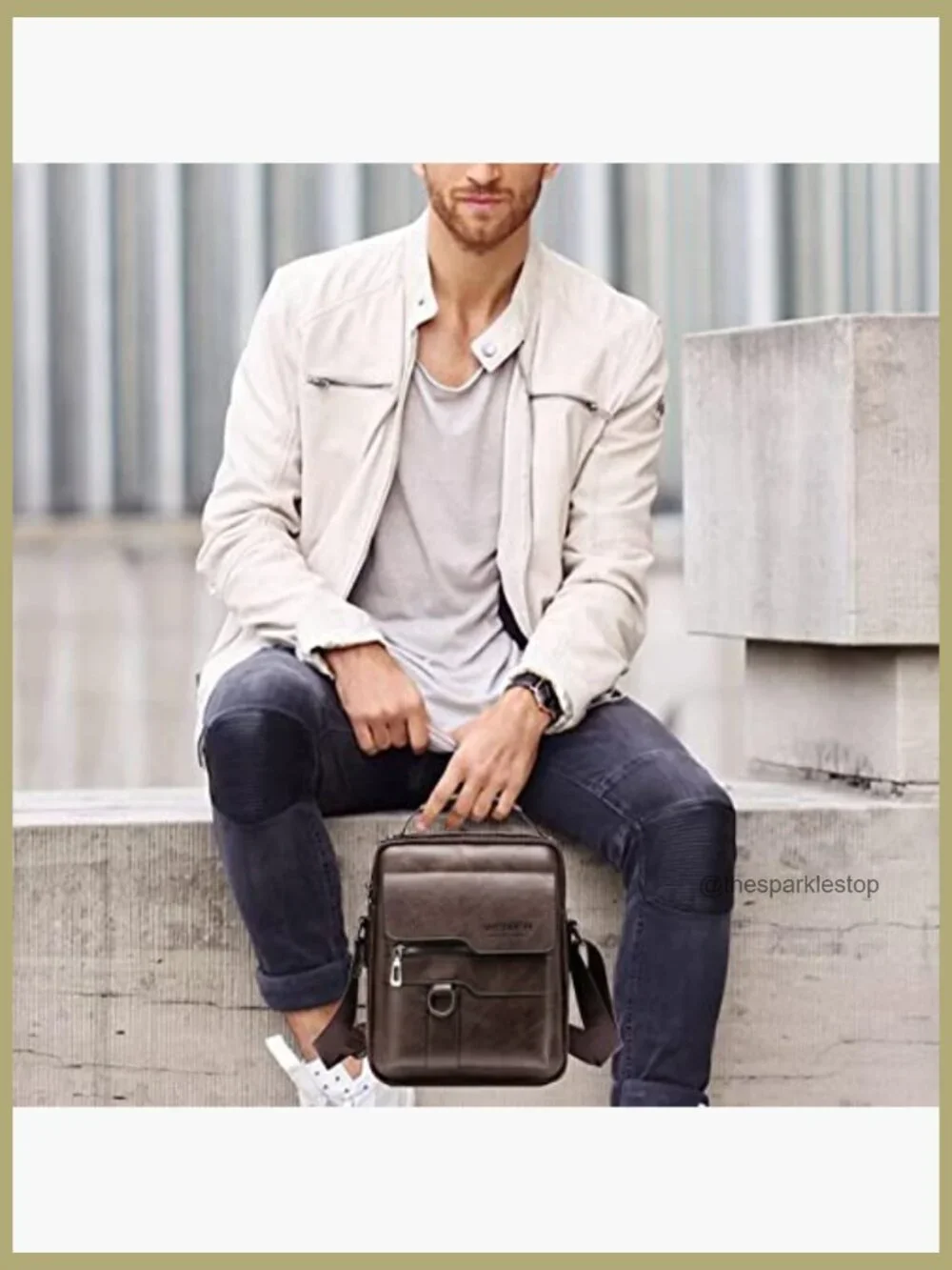 Vintage Leather Messenger Bag Crossbody Shoulder Bag Zipper